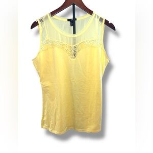 H&M‎ Sz L Yellow Lace Tank Top EUC